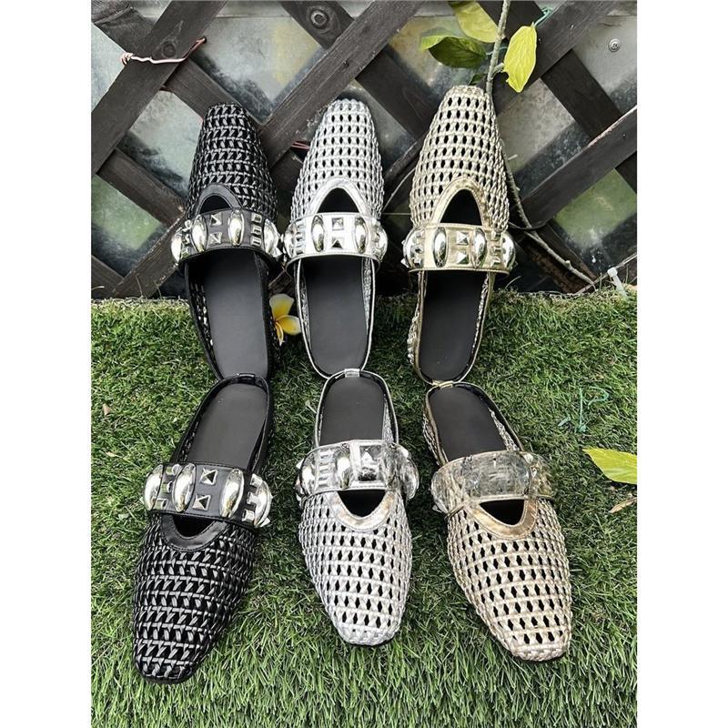 Damen trendige Mules mit modischem Netzdesign und stilvollem Riemen EB