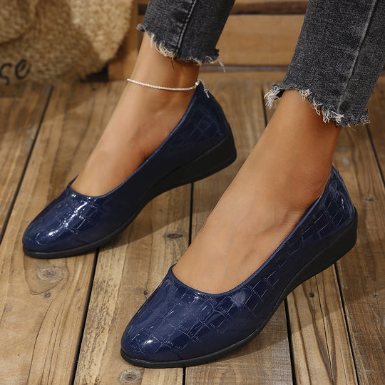 Damen elegante Ballerinas mit glänzender Krokodilprägung EB
