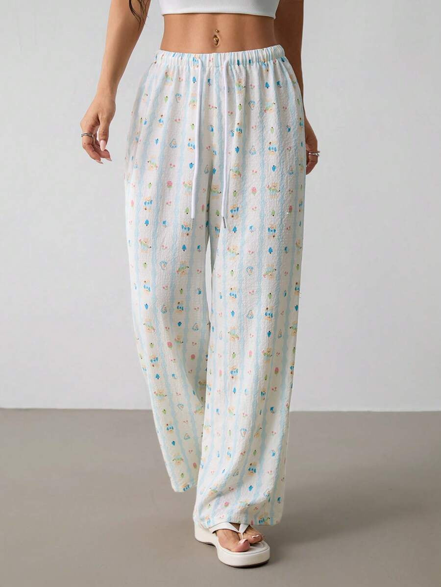 Damen luftige Sommerhose mit buntem Blumenmuster EB