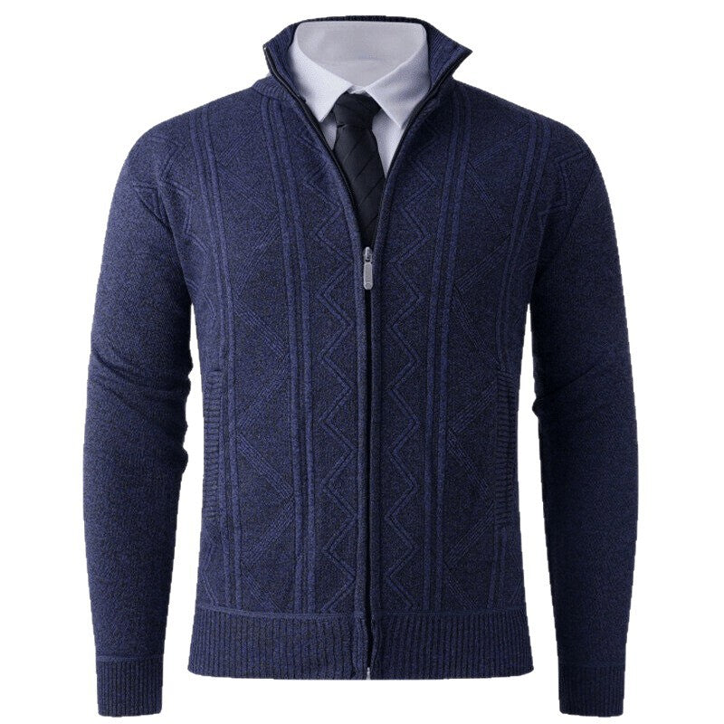 Herren Strickjacke mit modernem Zipper und strukturiertem Design EB