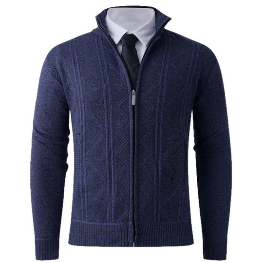 Herren Strickjacke mit modernem Zipper und strukturiertem Design EB
