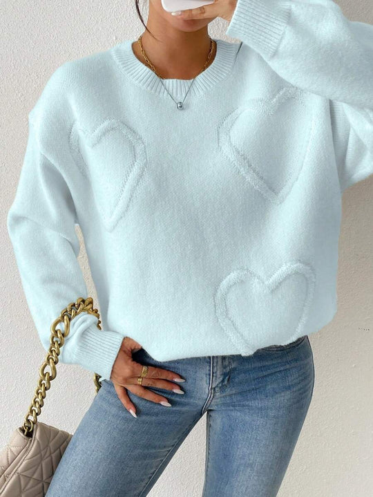 Damen Strickpullover mit Herzoptik und lässigem Schnitt EB