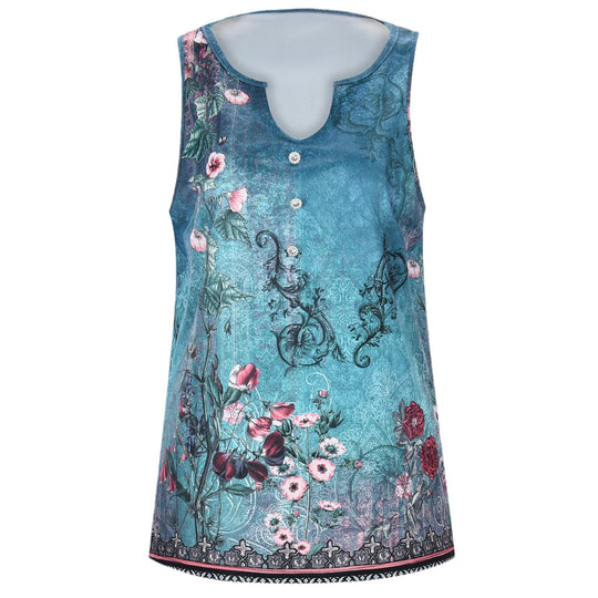 Damen Elegantes ärmelloses Oberteil mit floralen Akzenten EB
