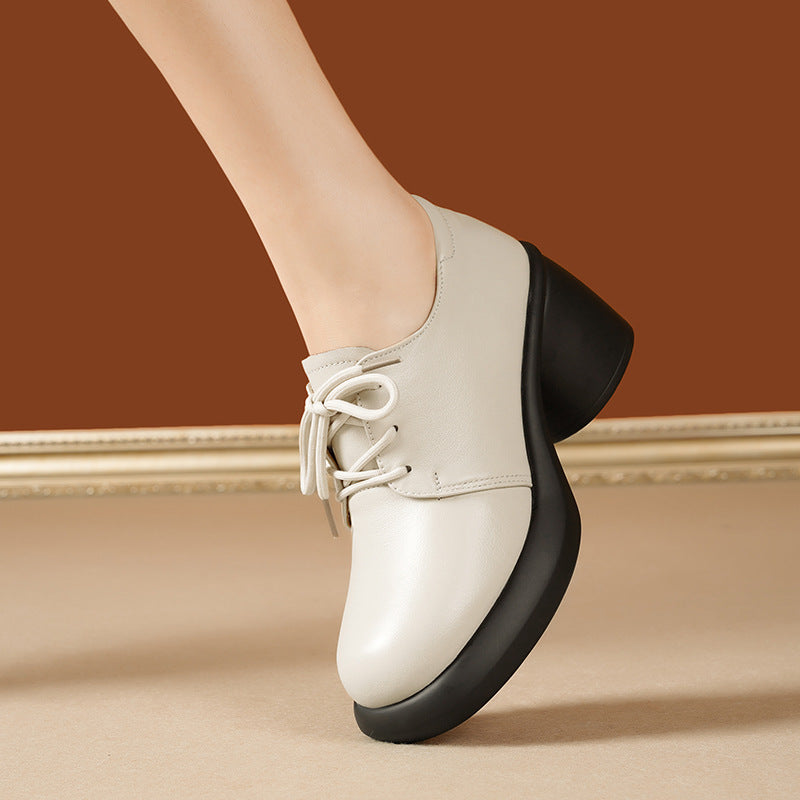 Damen Elegante Schnürschuhe mit hochgezogenem Blockabsatz und weichem Innenfutter EB
