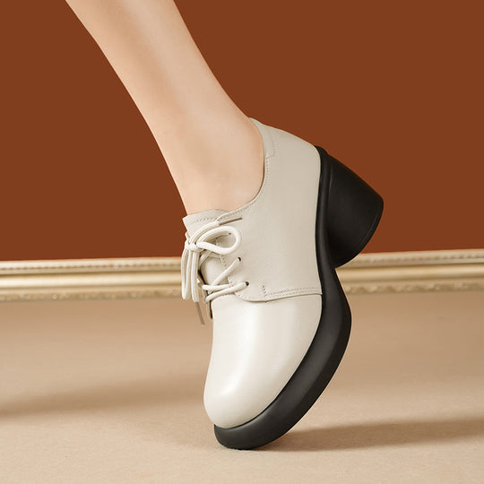 Damen Elegante Schnürschuhe mit hochgezogenem Blockabsatz und weichem Innenfutter EB