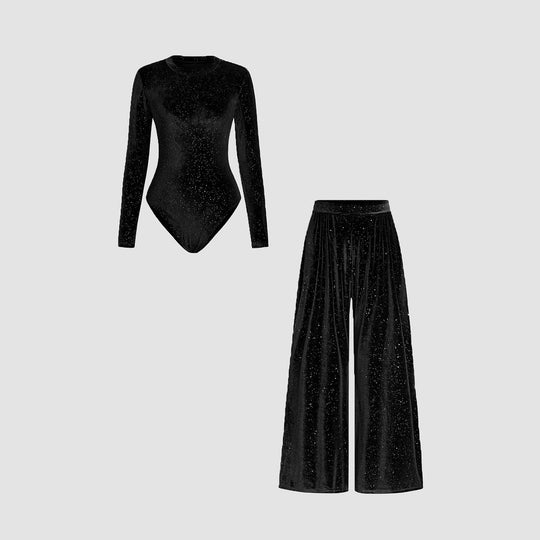 Damen elegantes Gesamt-Set mit glitzernder Oberfläche EB