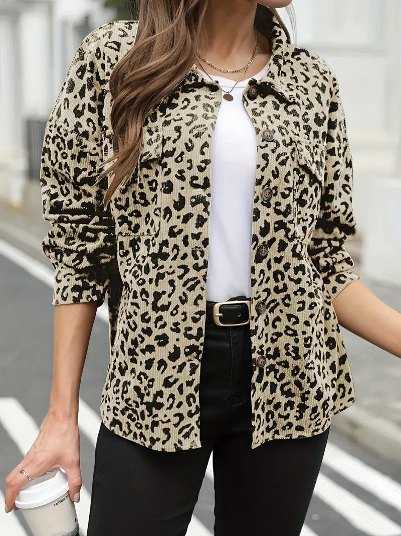 Damen Flanelljacke mit Leopardenmuster EB