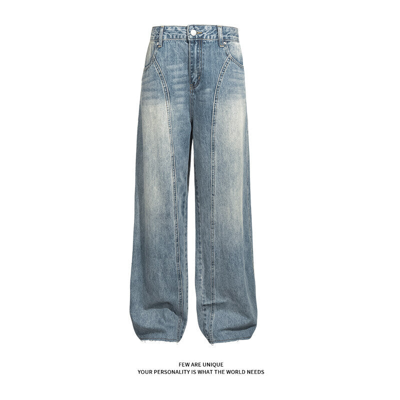 Damen Weitgeschnittene Jeans mit hohem Bund und integriertem Gürtel EB