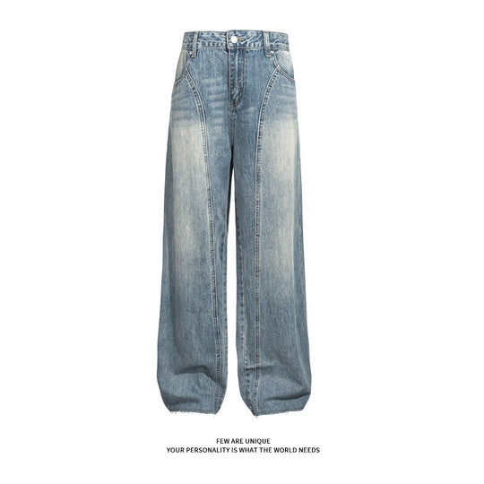 Damen Weitgeschnittene Jeans mit hohem Bund und integriertem Gürtel EB