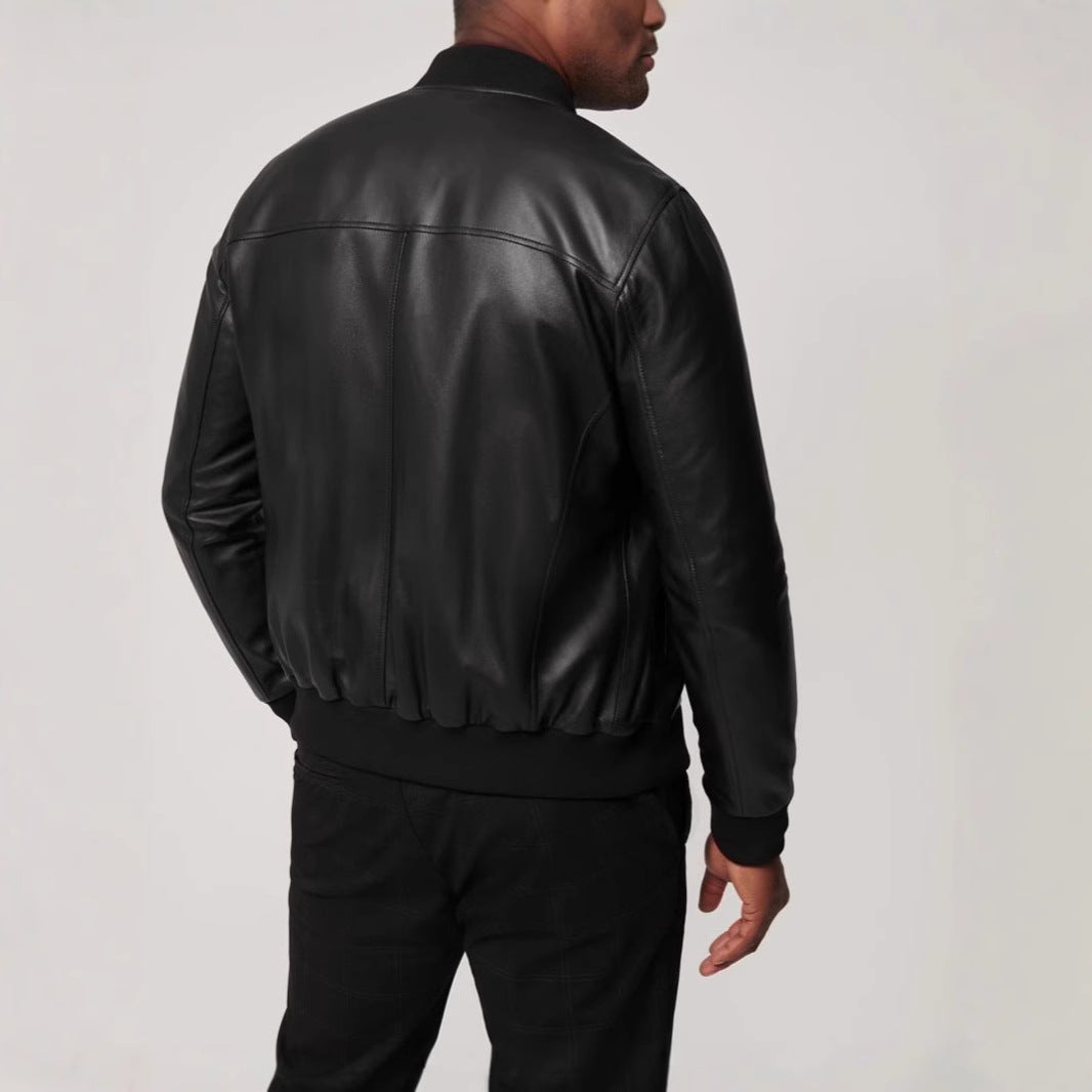 Herren klassische jacke im Biker-Stil mit elastischem Bund EB