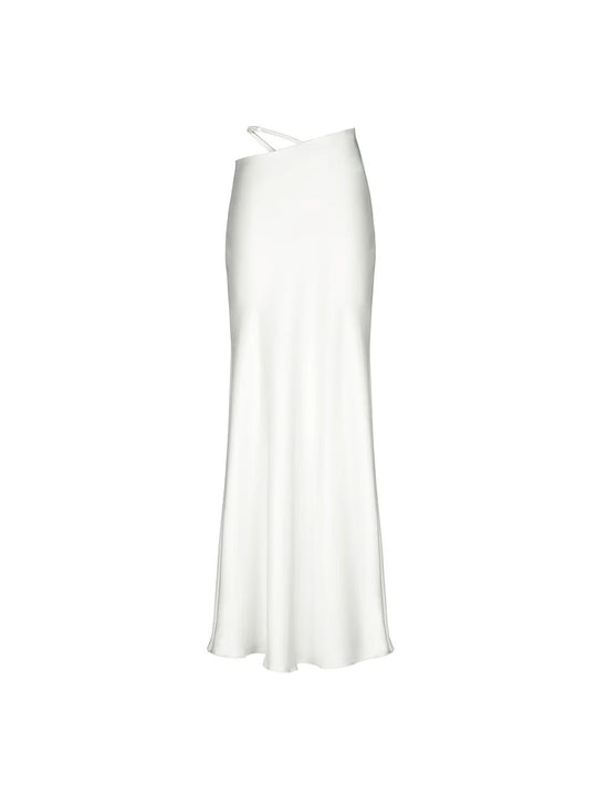 Damen Elegantes Maxikleid mit schulterfreiem Design und seidigem Finish EB