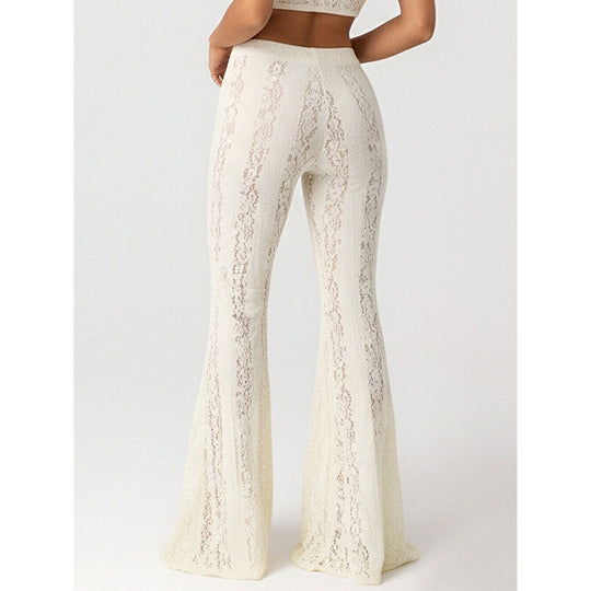 Damen Elegante Spitzenhose im Flared-Design EB