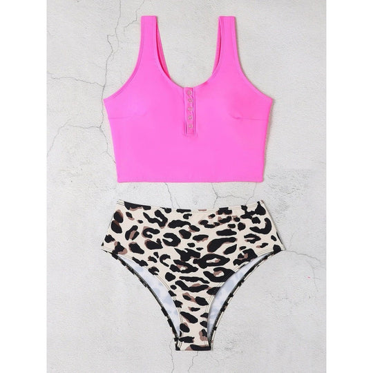 Damen Bikini-Set mit modischem Cropped-Oberteil und hoch geschnittenem Unterteil EB