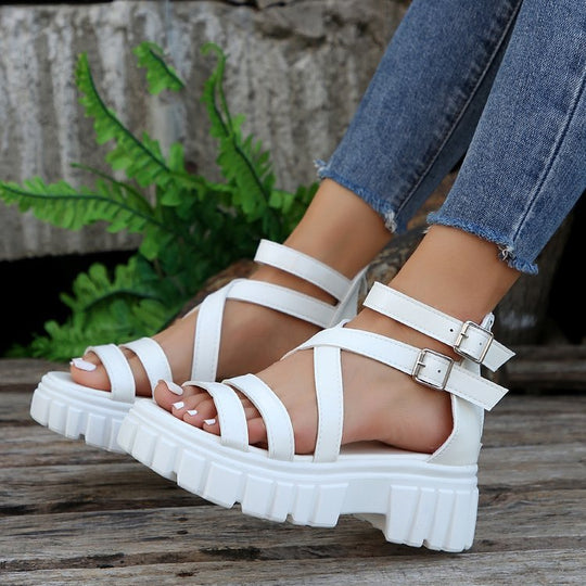Damen Chunky Sandalen mit verstellbaren Riemen und rutschfester Sohle EB