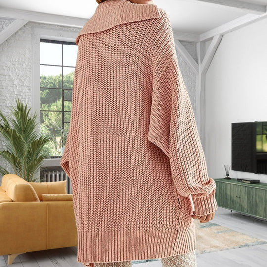 Damen oversized Strickjacke mit offener Front und praktischen Taschen EB