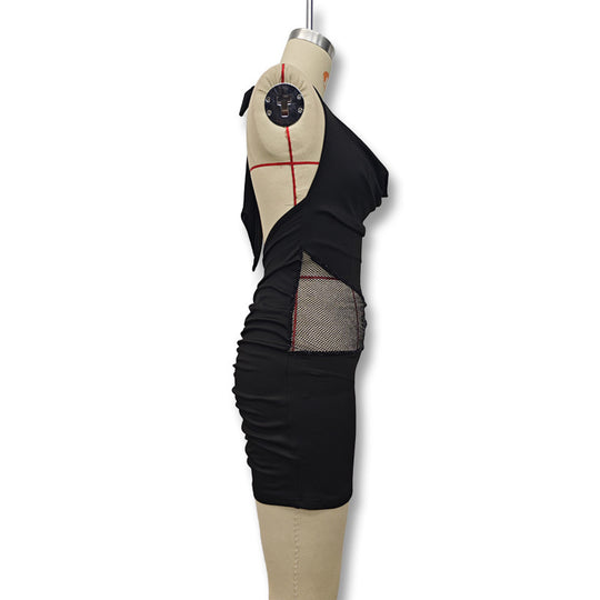 Damen Figurbetontes Minikleid mit elegantem Neckholder und raffinierter Drapierung EB