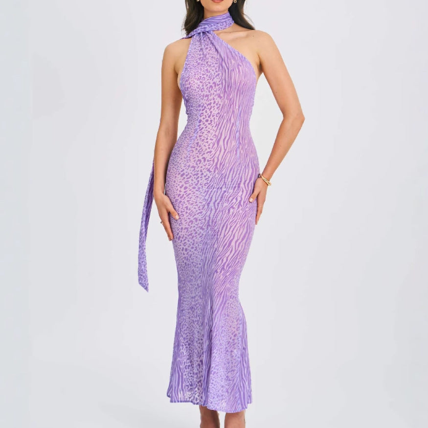 Damen Elegantes Wickelkleid mit asymmetrischem Hals und figurbetontem Schnitt EB
