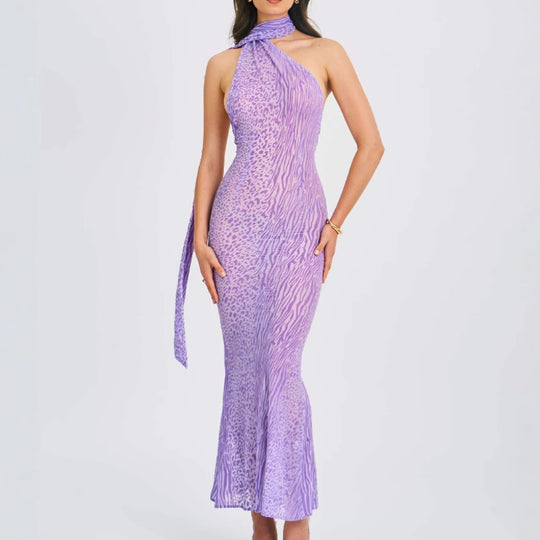 Damen Elegantes Wickelkleid mit asymmetrischem Hals und figurbetontem Schnitt EB
