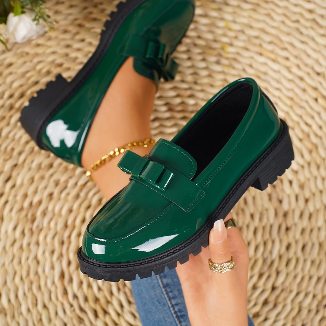 Damen elegante Loafers mit modischem Schleifen-Design EB