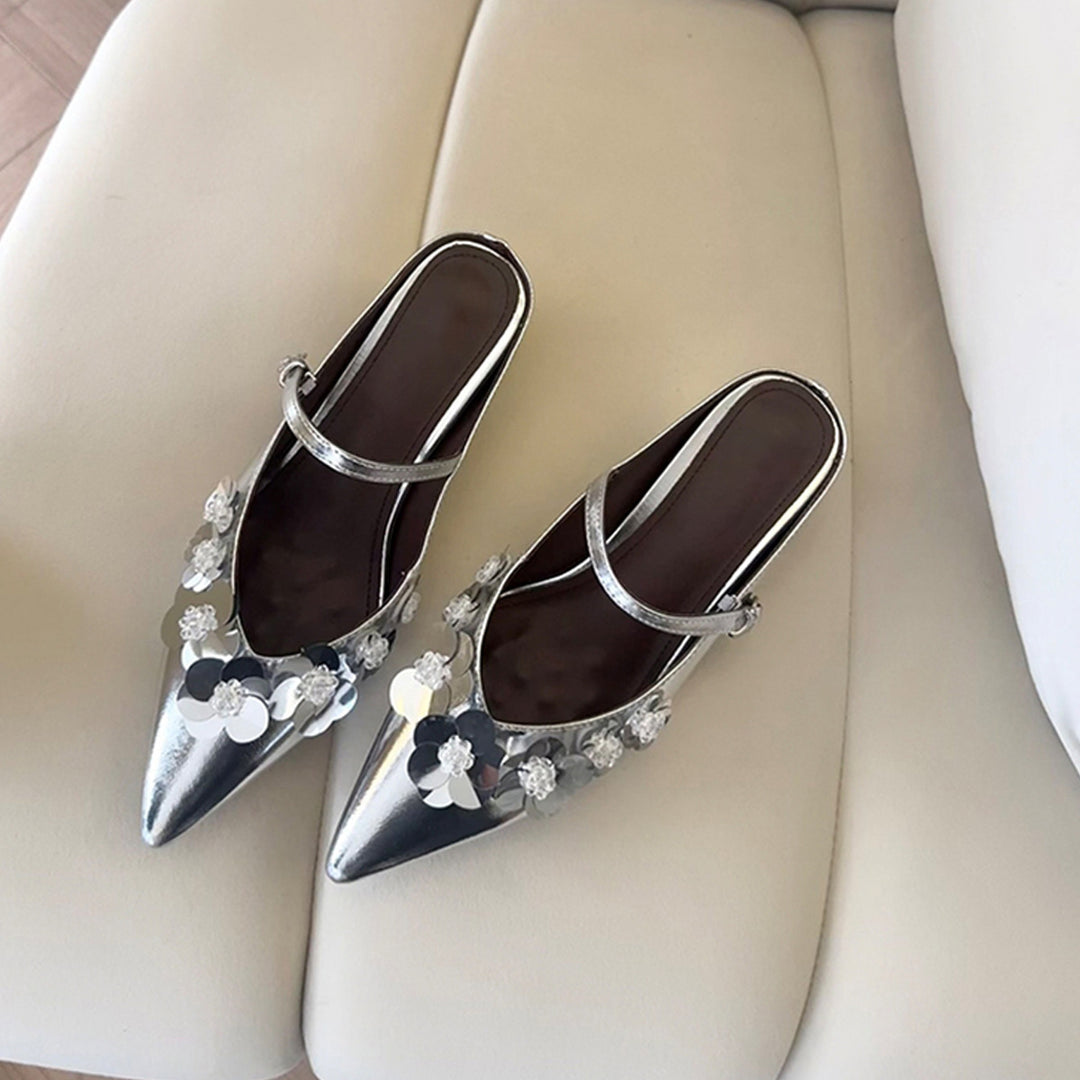 Damen Slingback-Pumps mit floralem Strassbesatz und elegantem Design EB