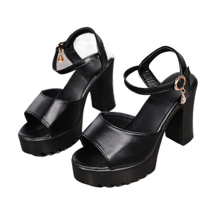 Damen Glamouröse Plateau-Sandalen mit elegantem Riemen EB