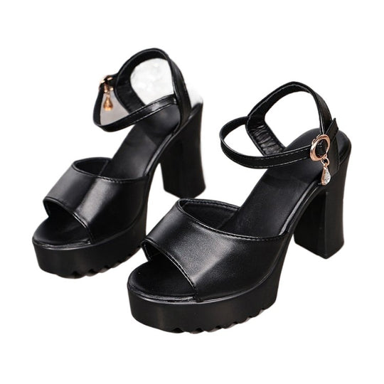 Damen Glamouröse Plateau-Sandalen mit elegantem Riemen EB