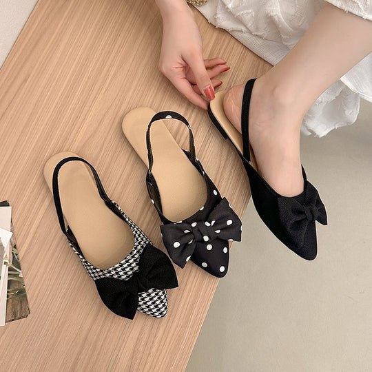 Damen Slingback-Clogs aus Check-Stoff mit eleganter Schleifenapplikation EB