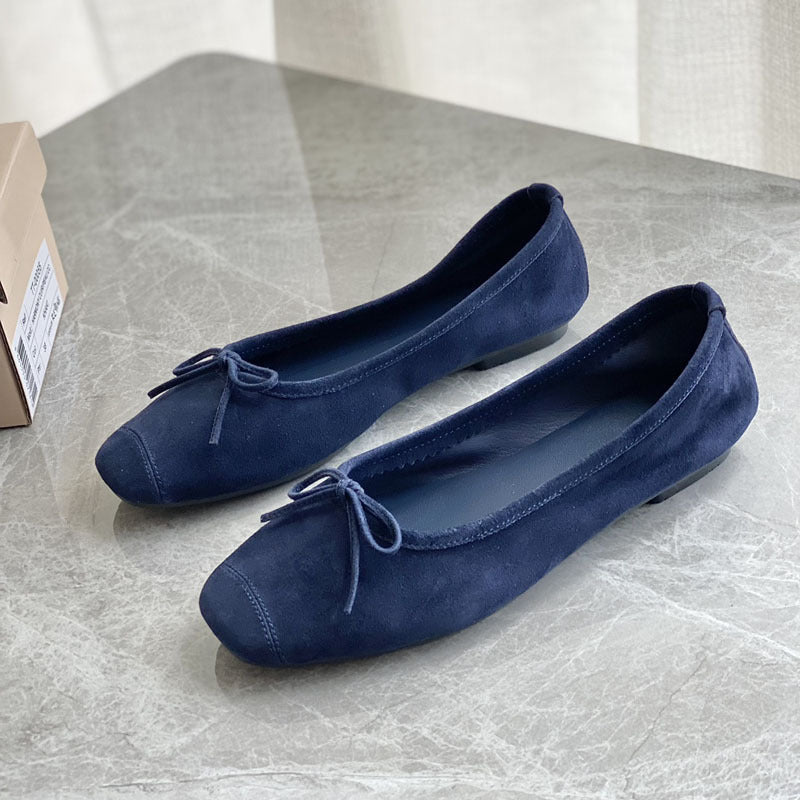 Damen Flache Ballerinas mit zierlichem Schleifenakzent EB