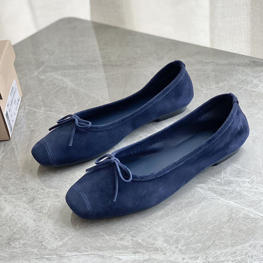 Damen Flache Ballerinas mit zierlichem Schleifenakzent EB