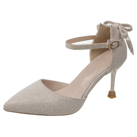 Damen elegante Pumps mit festem Knöchelriemen und spitz zulaufender Spitze EB