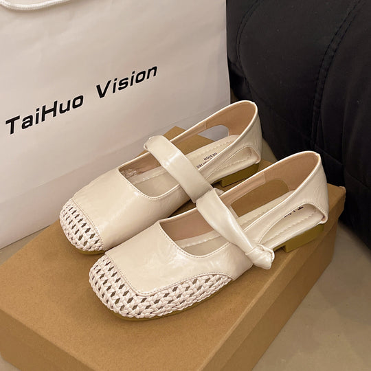 Damen Ballerinas mit modischem Riemchen und elegantem Flechtdetail EB
