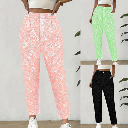 Damen Blumenmuster Hose im eleganten Casual-Stil EB