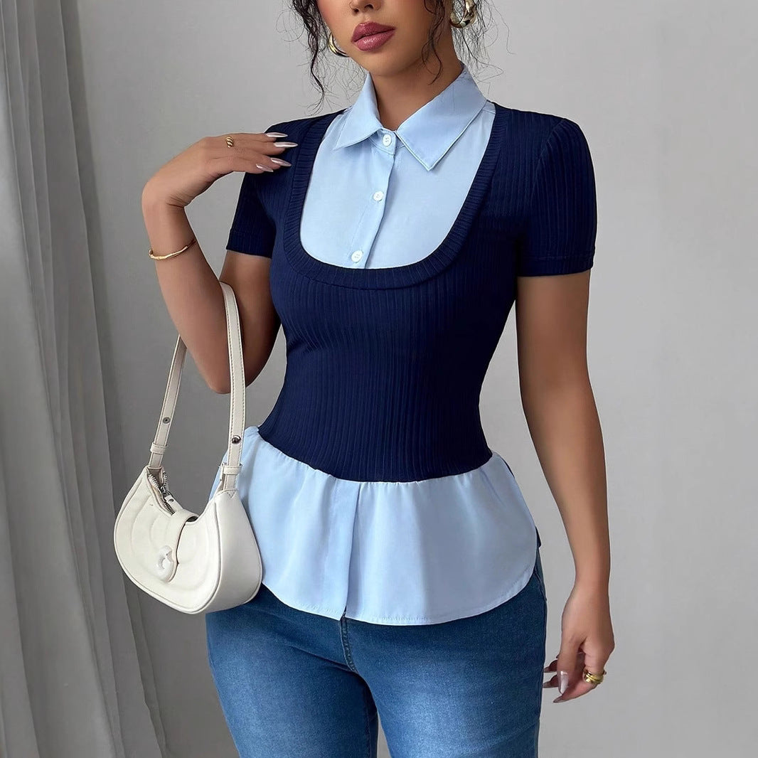 Damen Elegantes Oberteil mit fließendem Saum EB
