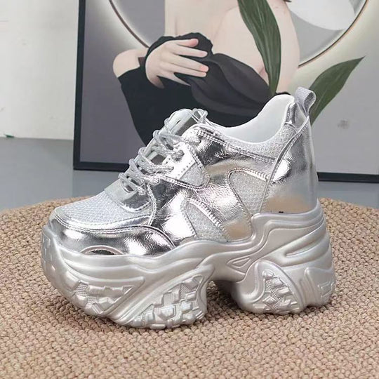 Damen modische Chunky Sneakers mit hoher Plateausohle und atmungsaktivem Mesh-EB