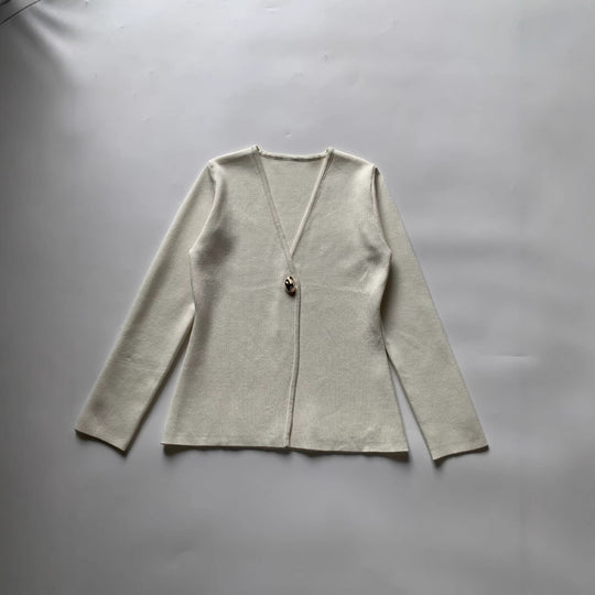 Damen lässiger V-Ausschnitt Cardigan mit dekorativem Knopf EB
