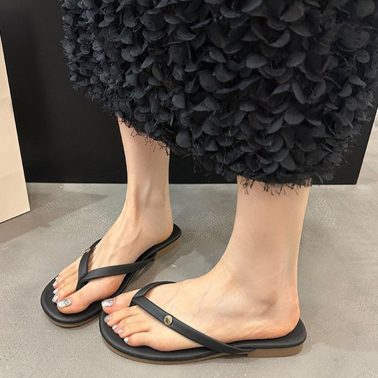 Damen Flip-Flops mit minimalistischer Riemenführung und bequemem Fußbett EB