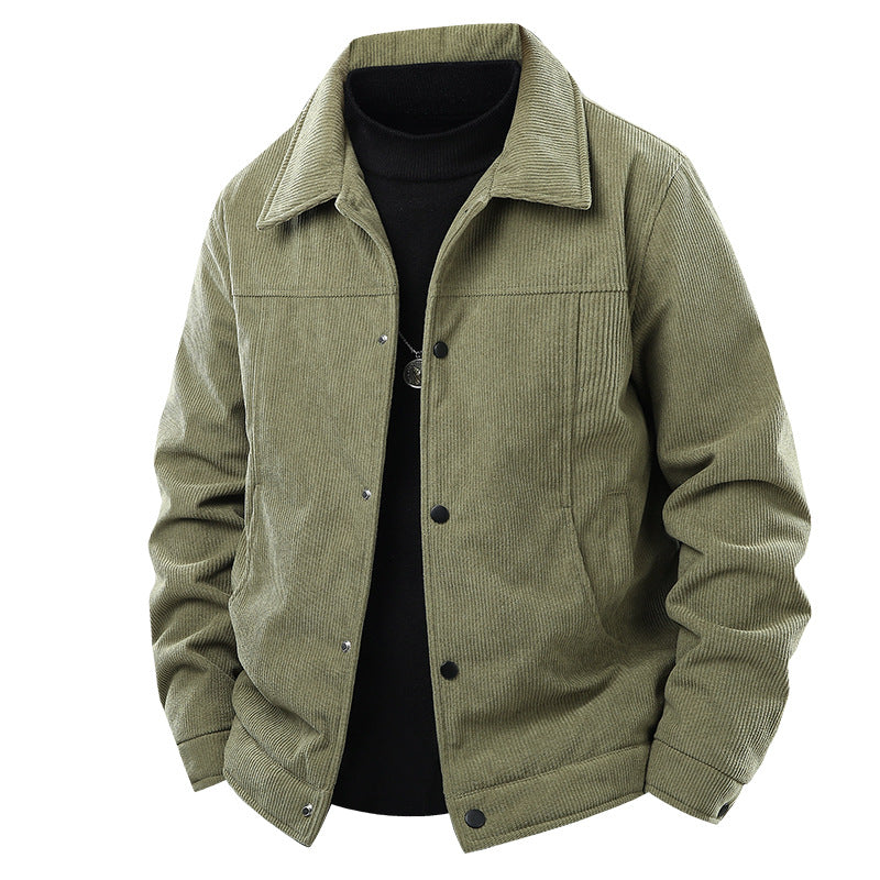 Herren Cordjacke im lässigen Worker-Style mit Druckknopfverschluss und seitlichen Eingrifftaschen EB