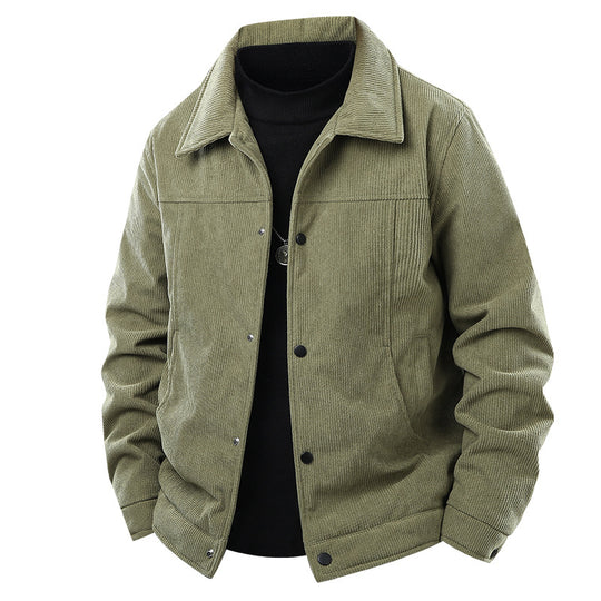Herren Cordjacke im lässigen Worker-Style mit Druckknopfverschluss und seitlichen Eingrifftaschen EB