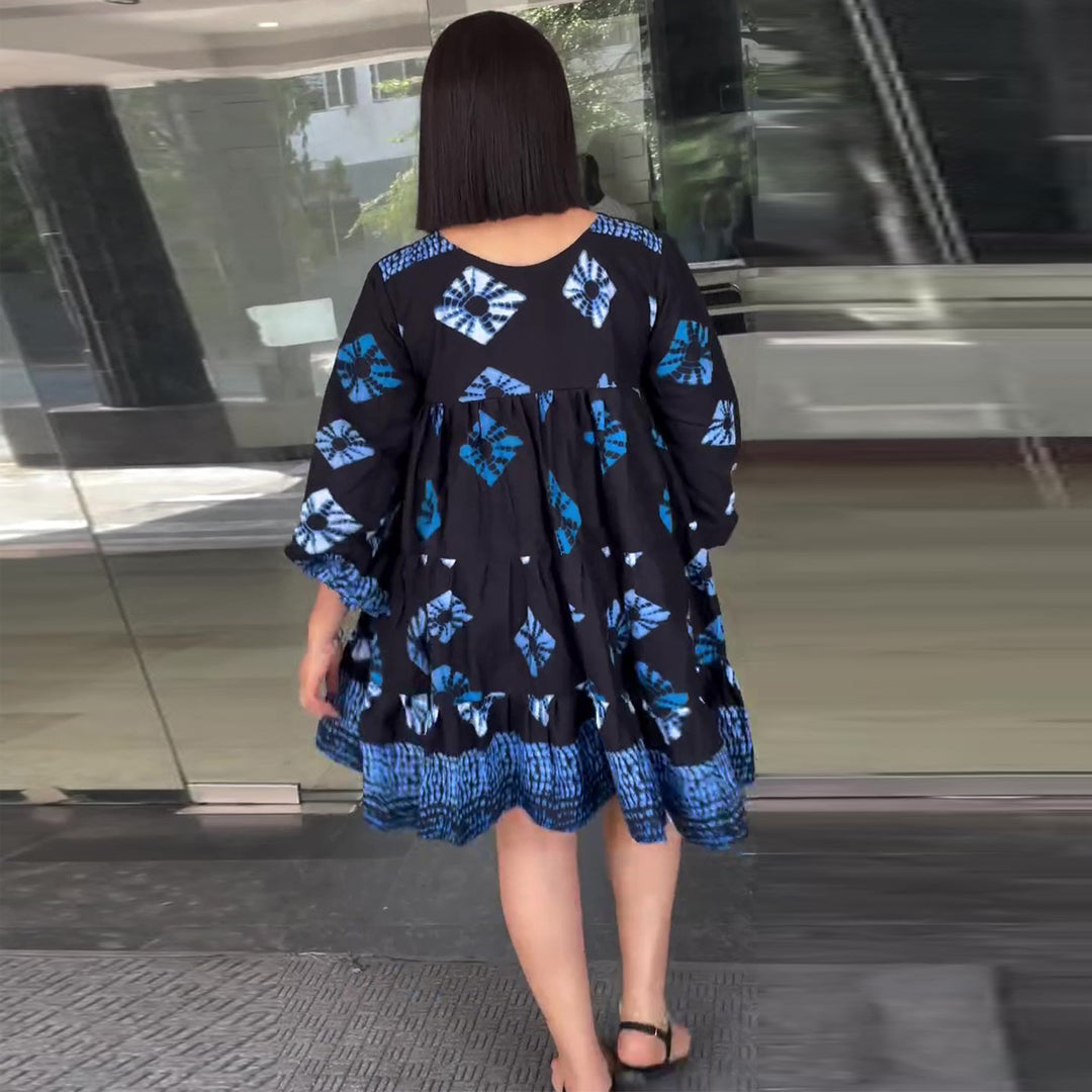 Damen Freizeitkleid mit lässigem Schnitt und voluminösen Ärmeln EB