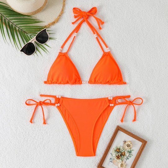 Damen Triangel-Bikini mit raffinierten Perlenakzenten EB