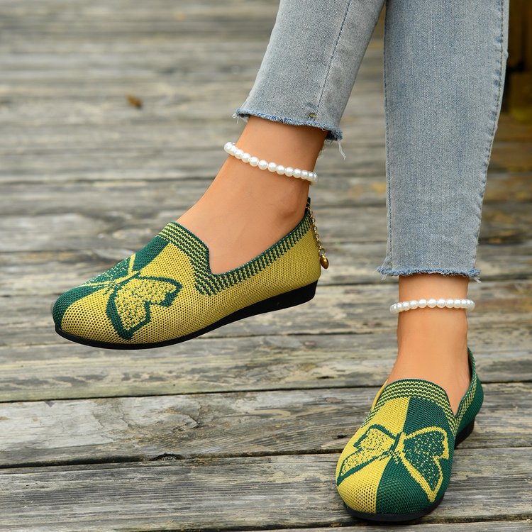 Damen bequeme und atmungsaktive Ballerinas mit floralem Design EB