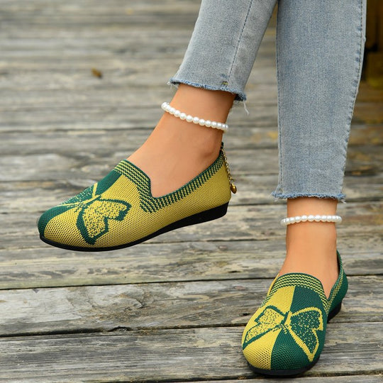 Damen bequeme und atmungsaktive Ballerinas mit floralem Design EB