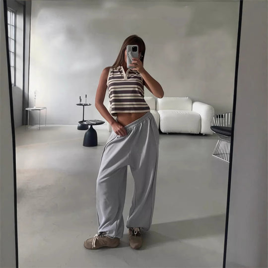 Damen nan weite Lounge-Jogginghose mit elastischem Komfortbund und seitlichen Eingrifftaschen EB