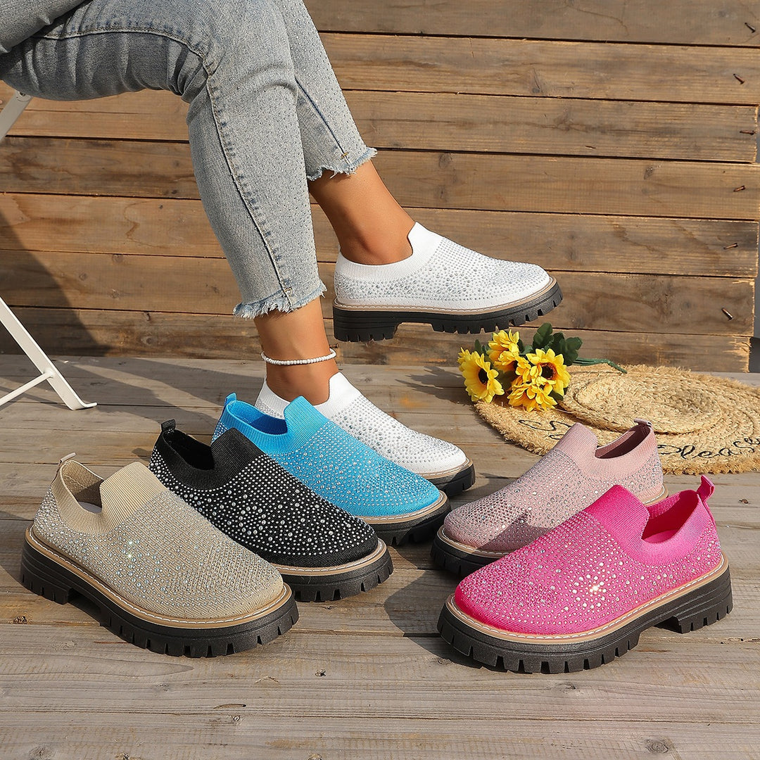 Damen Glitzernde Slip-On Sneakers mit komfortablem Fußbett EB