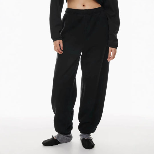Damen nan gebürstete Relax-Jogginghose mit extra weitem Bein und elastischem Rippabschluss EB