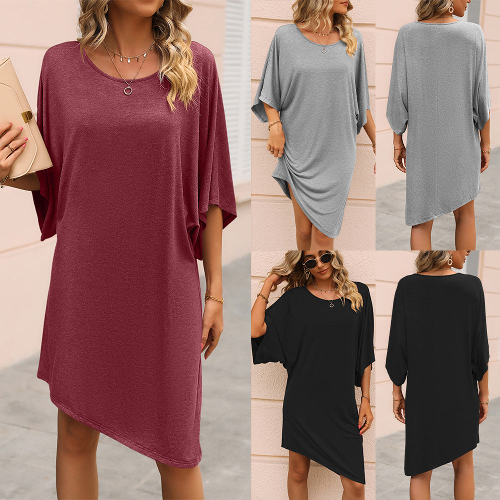 Damen lässiges Oversized Tunika-Kleid mit seitlichen Schlitzen und weichem Jersey-Design EB