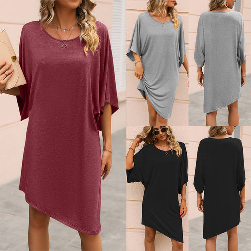 Damen lässiges Oversized Tunika-Kleid mit seitlichen Schlitzen und weichem Jersey-Design EB