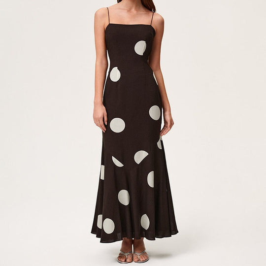 Damen Maxikleid mit elegantem Polka-Dot-Muster EB