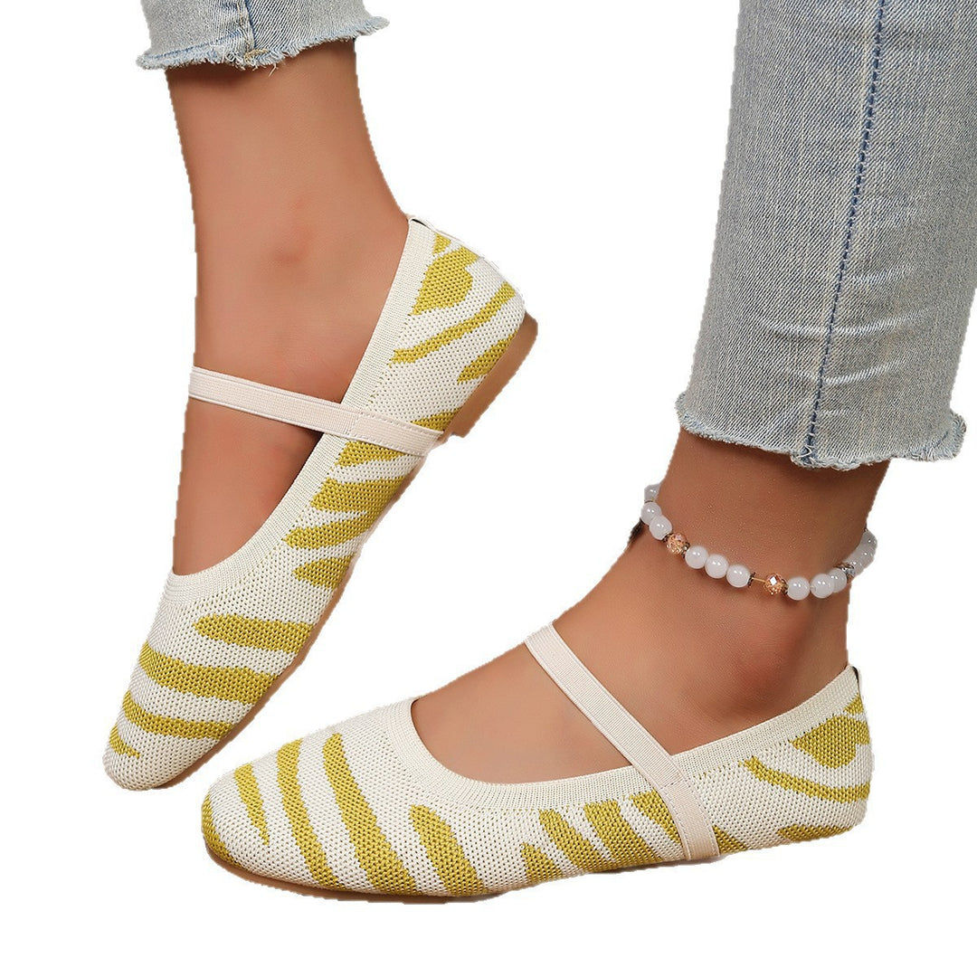 Damen Ballerinas mit elastischem Riemen und modischem Tiermuster EB