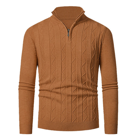 Herren Strickpullover mit stylischem Reißverschluss und Zopfmuster EB